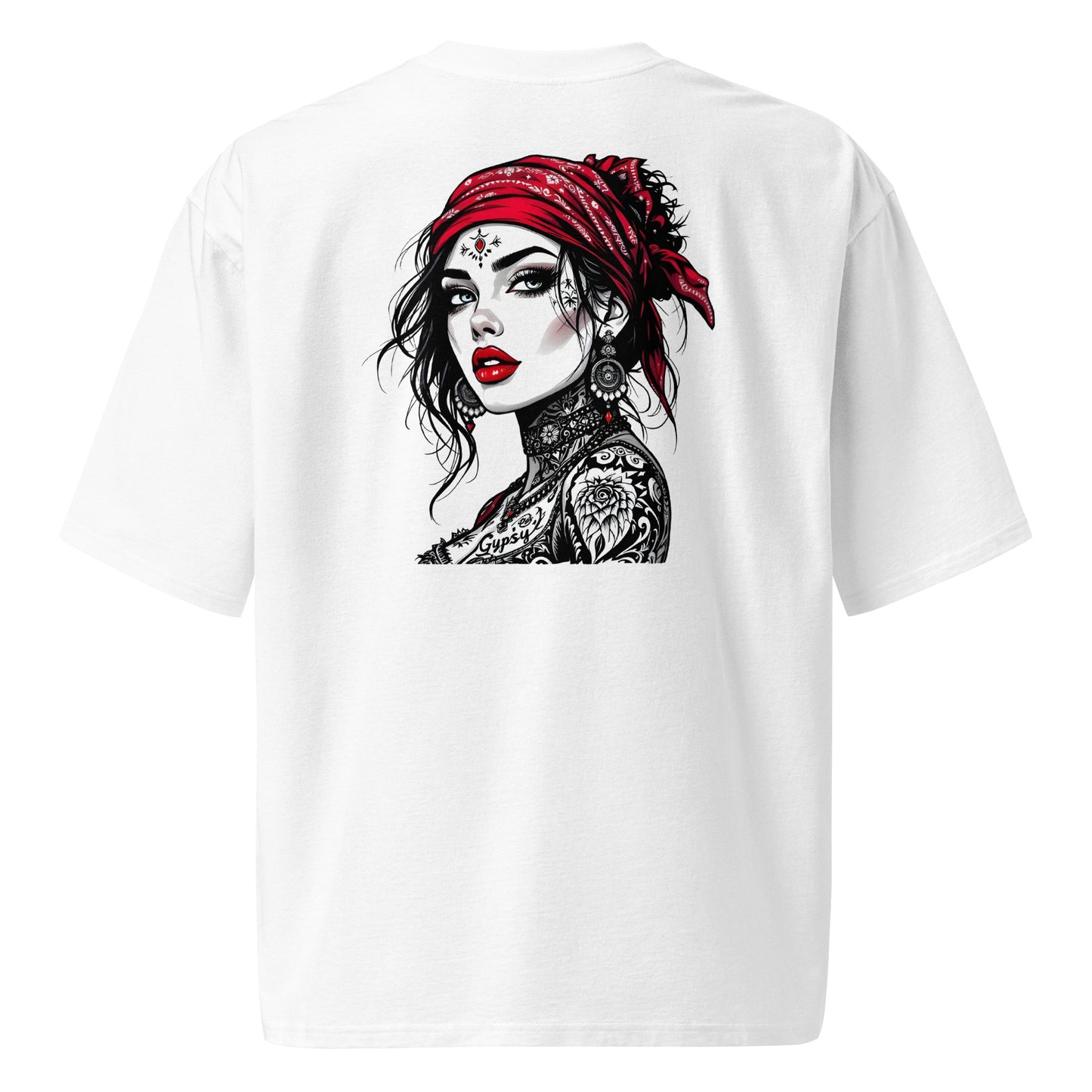 Oversized Illustrated tattoo lady heavyweight t-shirt
