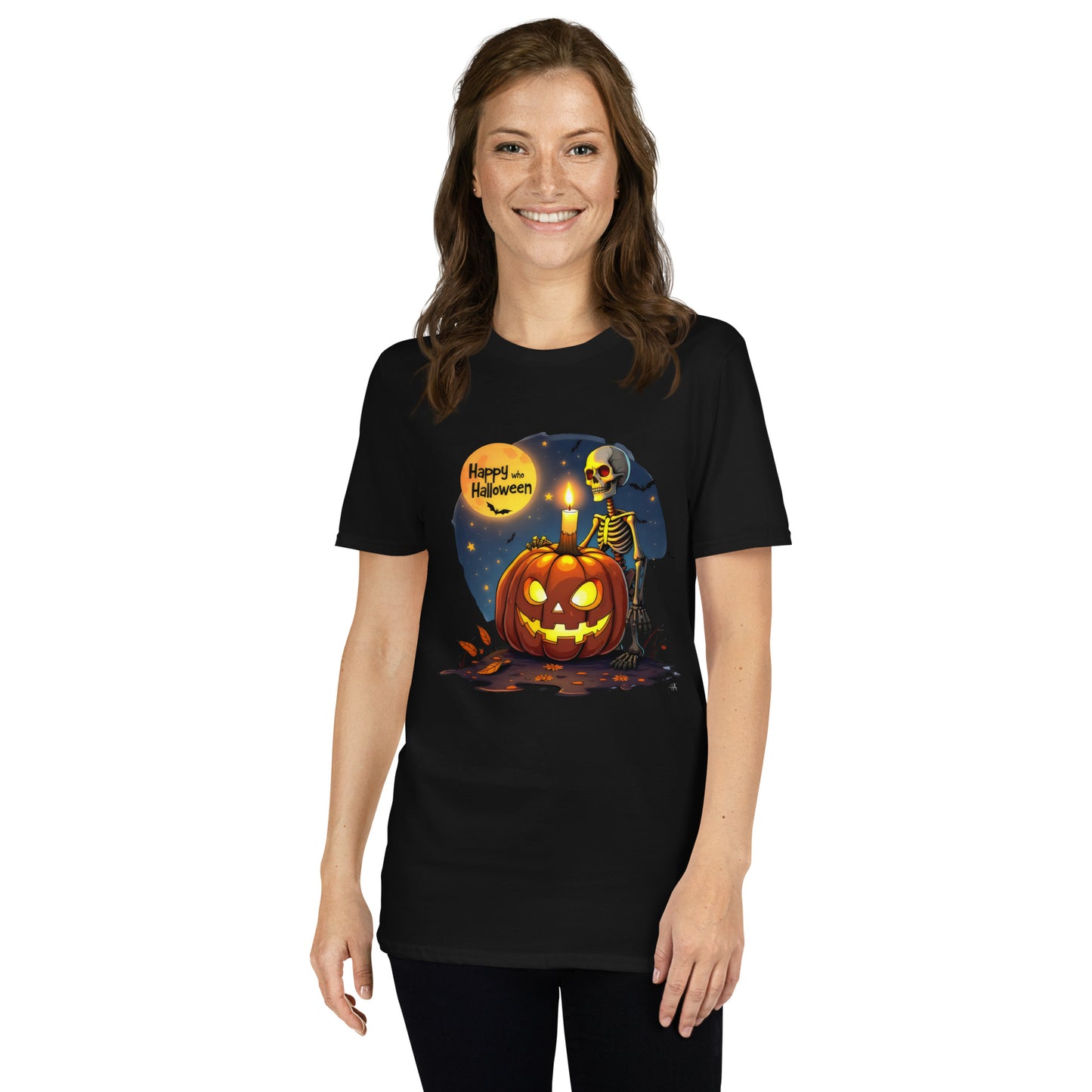 Short-Sleeve Happy Halloween Skeleton T-Shirt