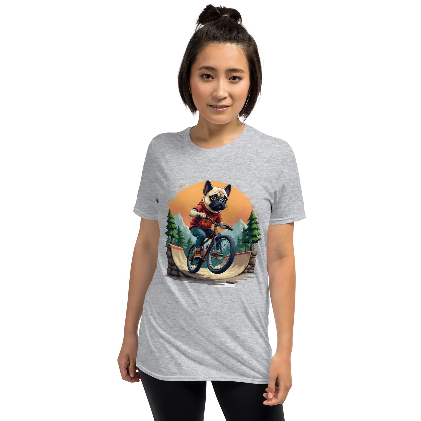 pug dog at bike park Short-Sleeve Unisex T-Shirt