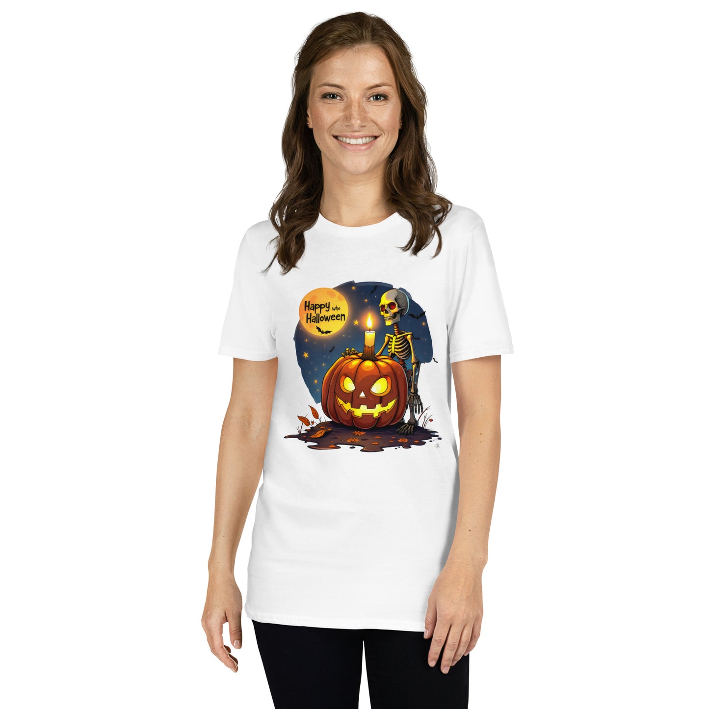 Short-Sleeve Happy Halloween Skeleton T-Shirt