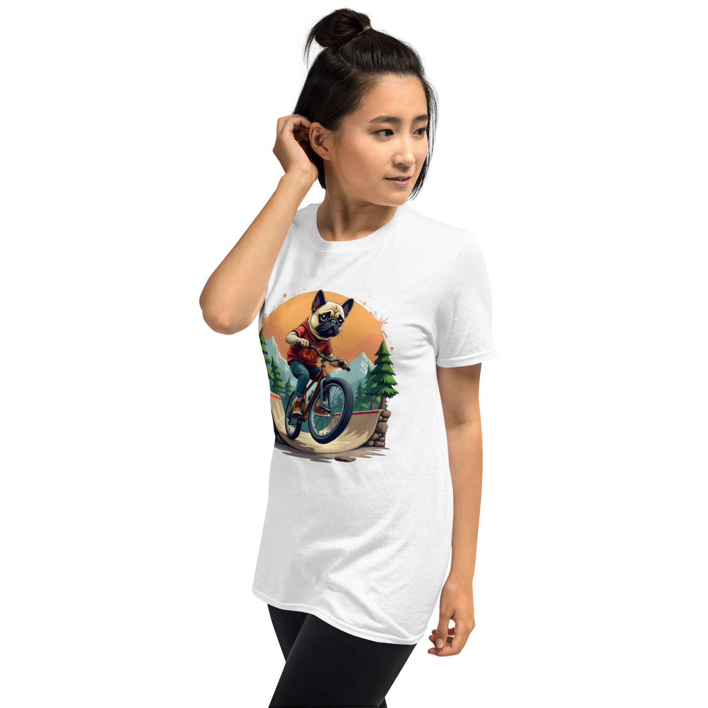 pug dog at bike park Short-Sleeve Unisex T-Shirt