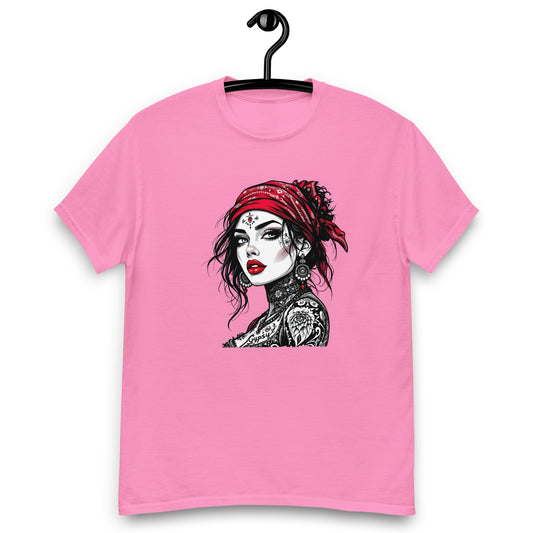 Unisex Red scarf tattoo gypsy girl classic tee