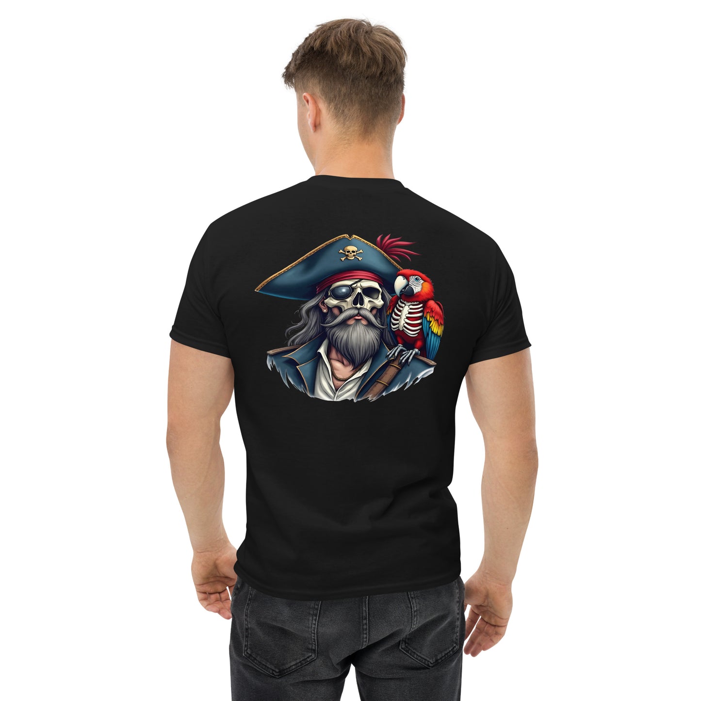 Unisex Skeleton pirate & release the Kraken Twin print classic tee