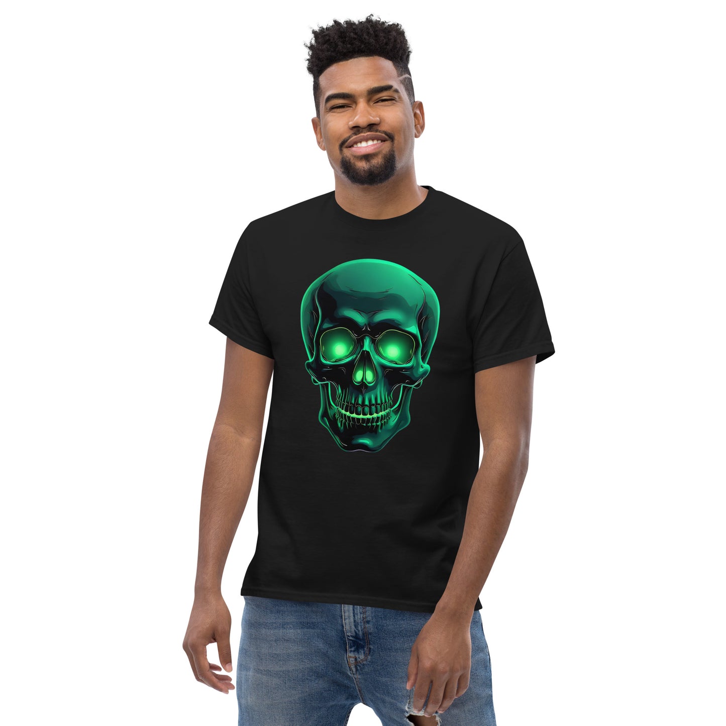 Unisex classic tee green aluminous crystal skull