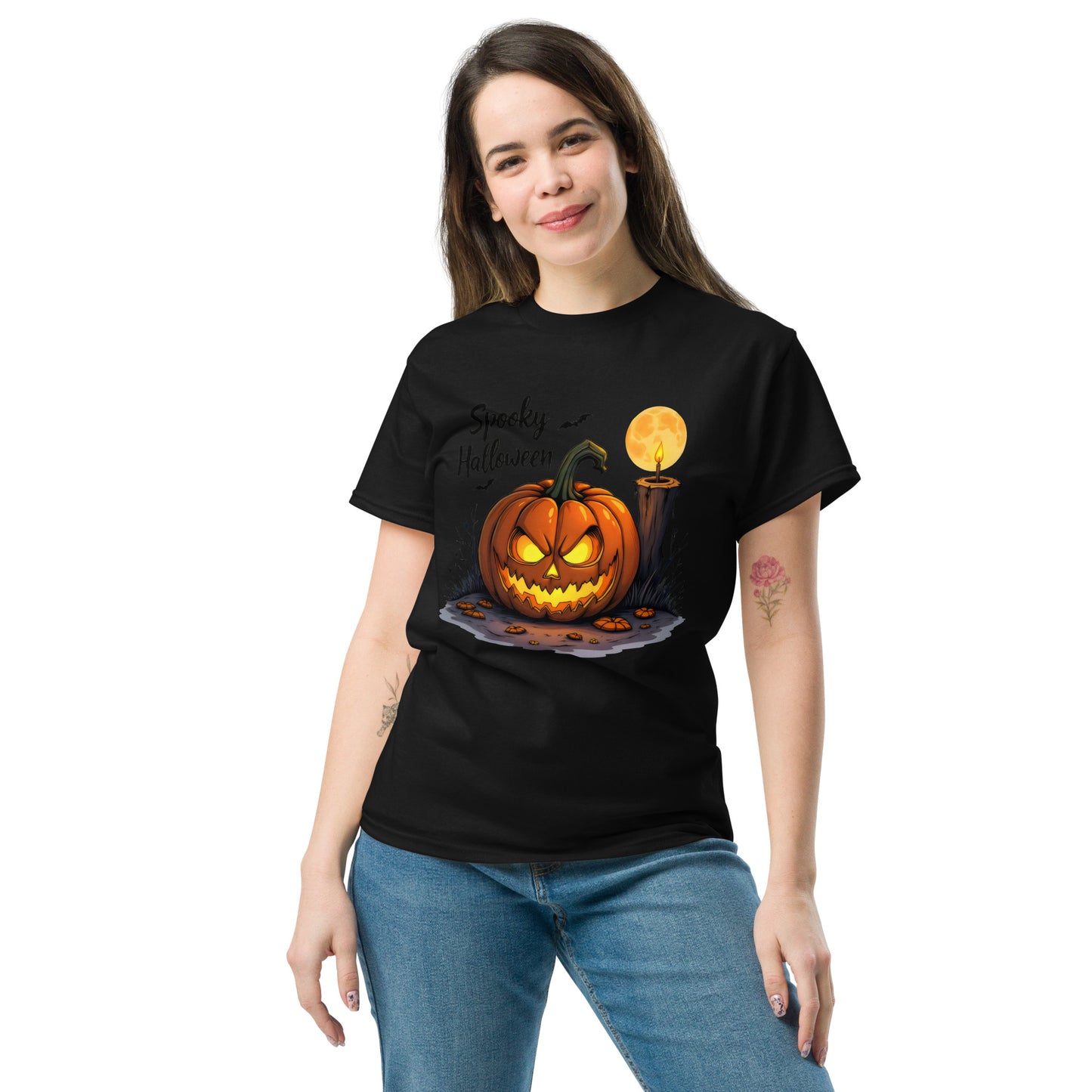 Unisex Halloween candle Lit pumpkin classic tee