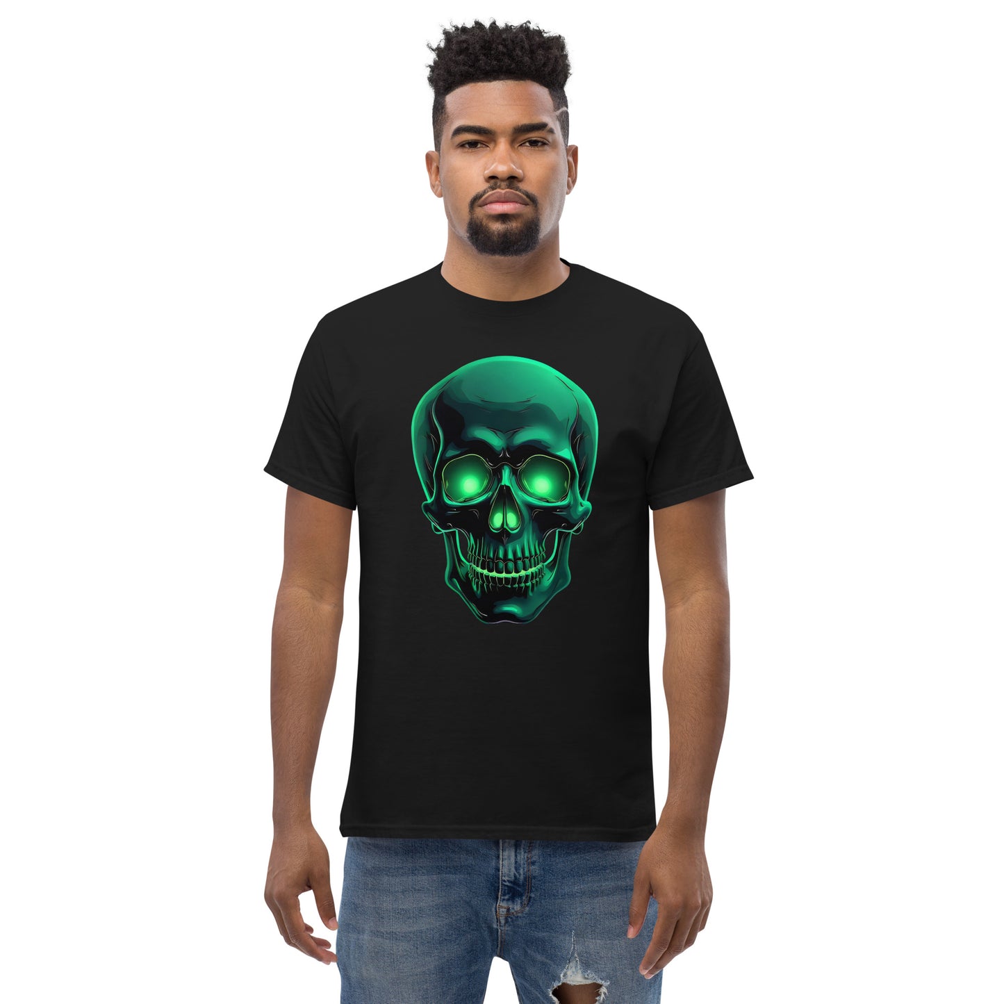 Unisex classic tee green aluminous crystal skull