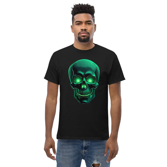 Unisex classic tee green aluminous crystal skull