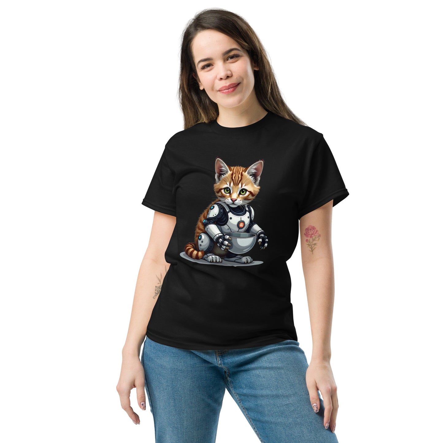 Unisex Hybrid aI cat with bowls classic tee