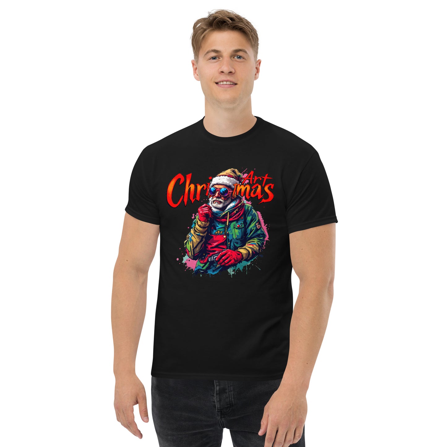 Unisex Christmas art cool looking street artist classic tee