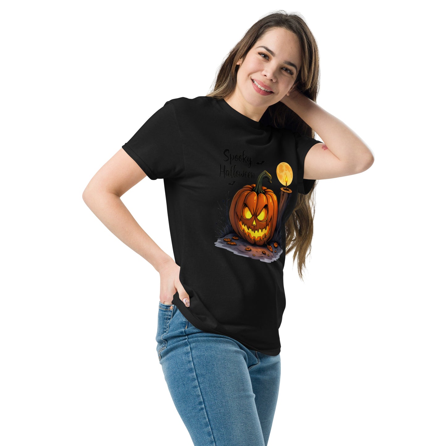 Unisex Halloween candle Lit pumpkin classic tee