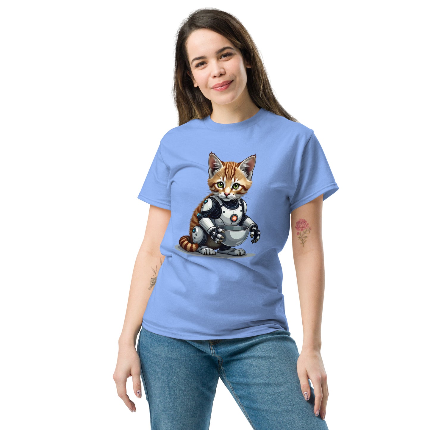 Unisex Hybrid aI cat with bowls classic tee