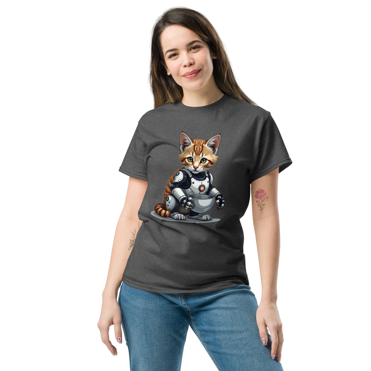Unisex Hybrid aI cat with bowls classic tee