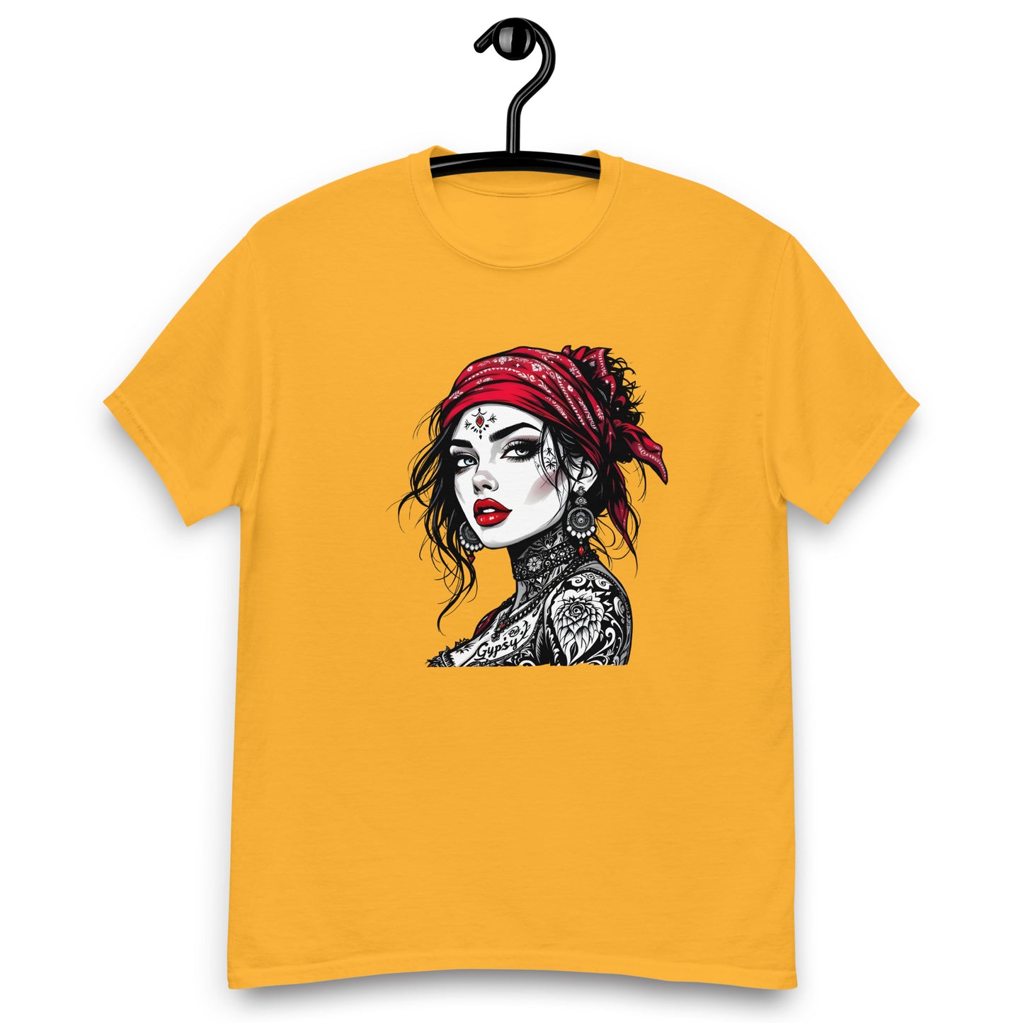 Unisex Red scarf tattoo gypsy girl classic tee