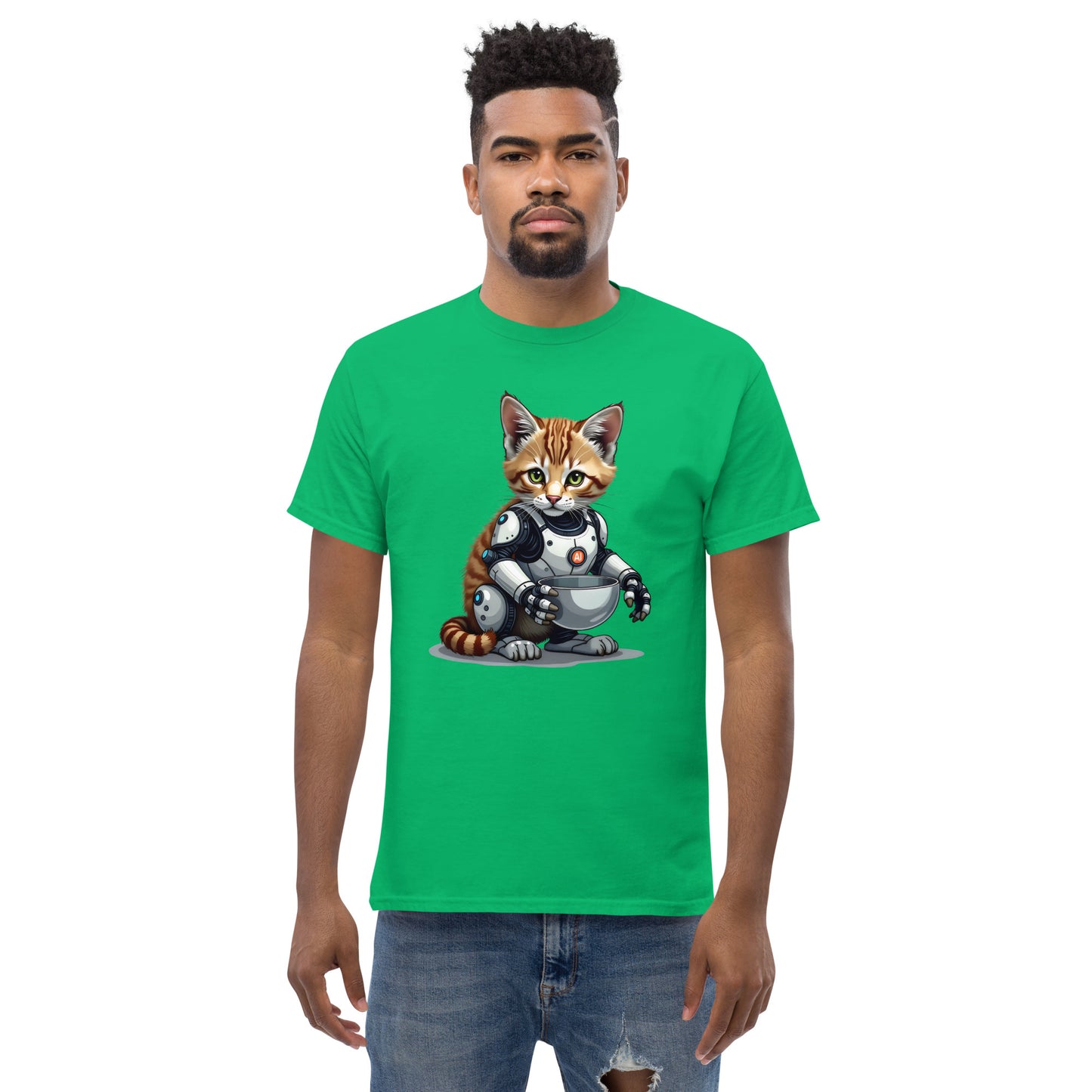 Unisex Popping AI cat classic tee