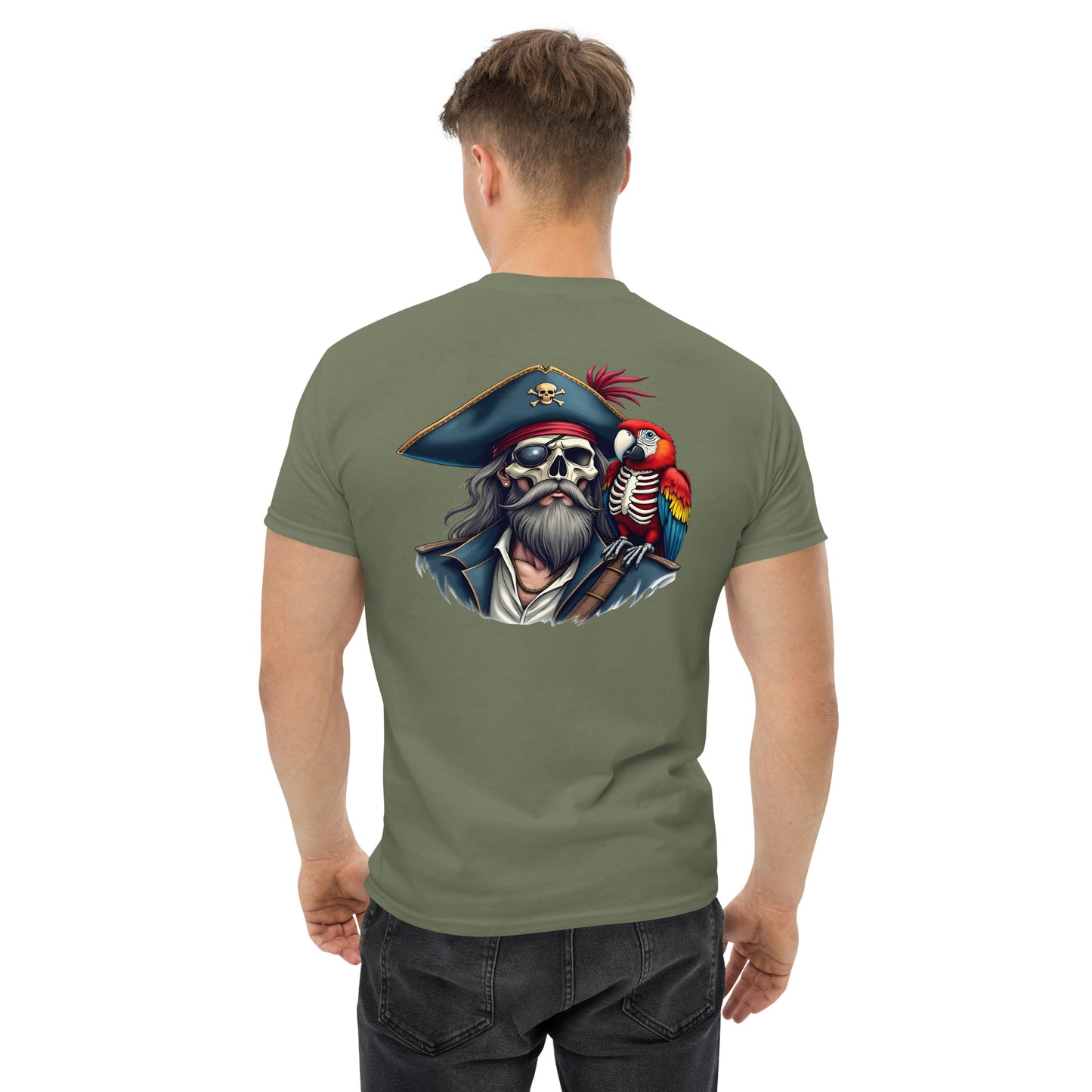 Unisex Skeleton pirate & release the Kraken Twin print classic tee