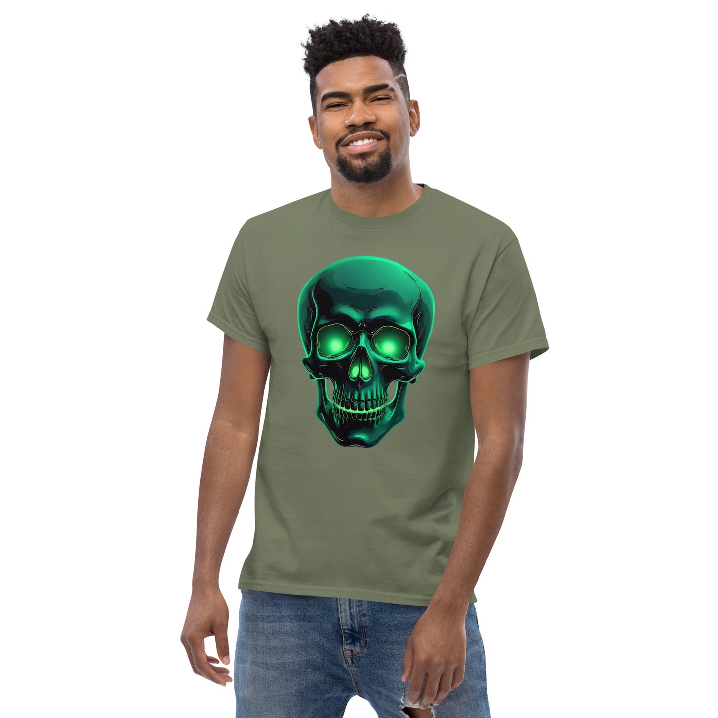 Unisex classic tee green aluminous crystal skull
