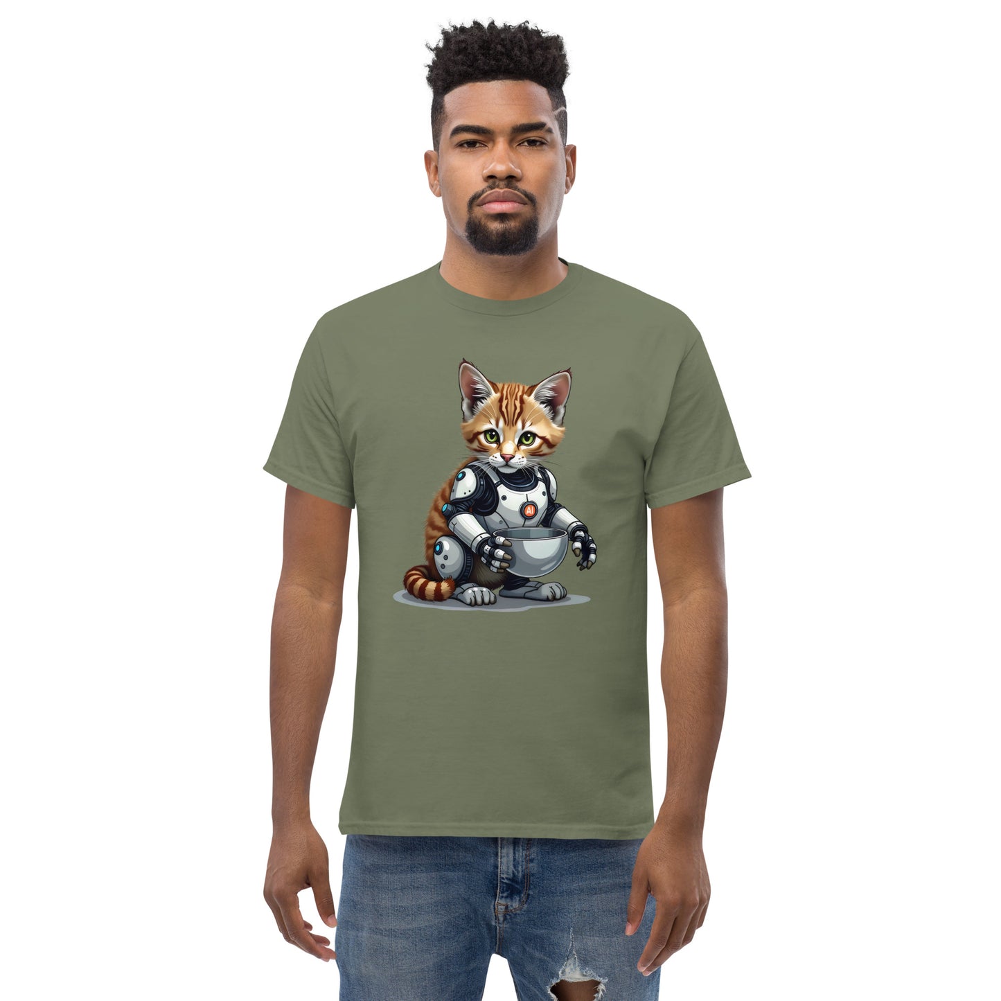 Unisex Popping AI cat classic tee