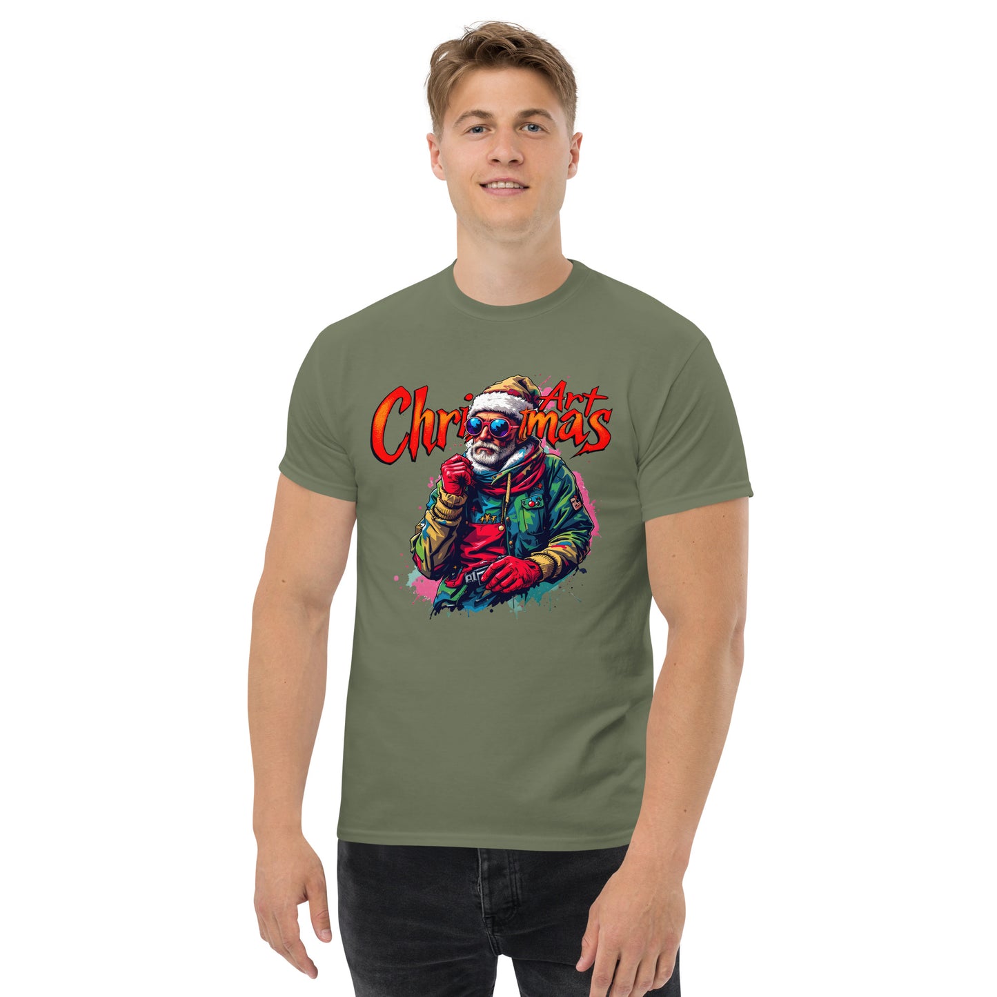 Unisex Christmas art cool looking street artist classic tee