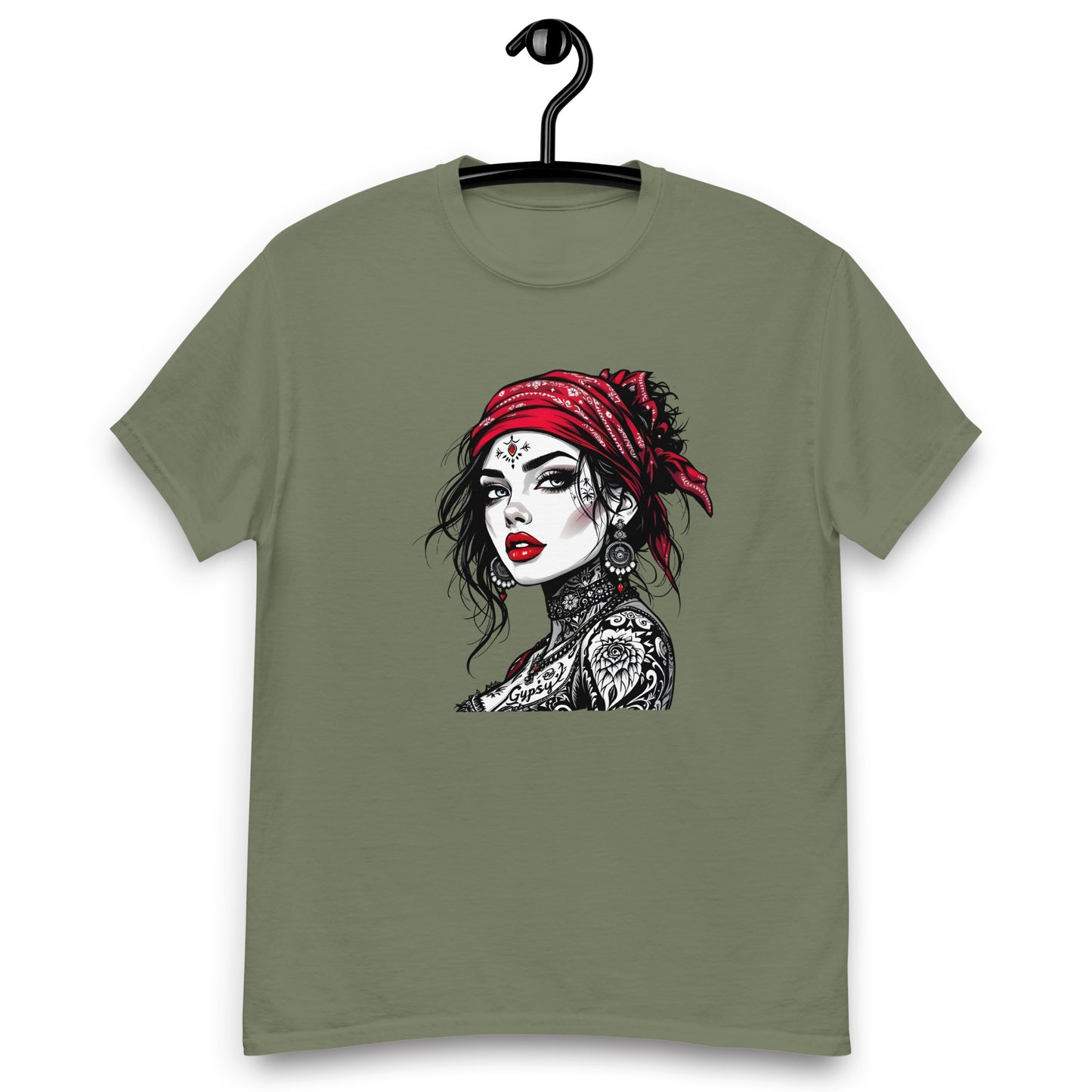 Unisex Red scarf tattoo gypsy girl classic tee