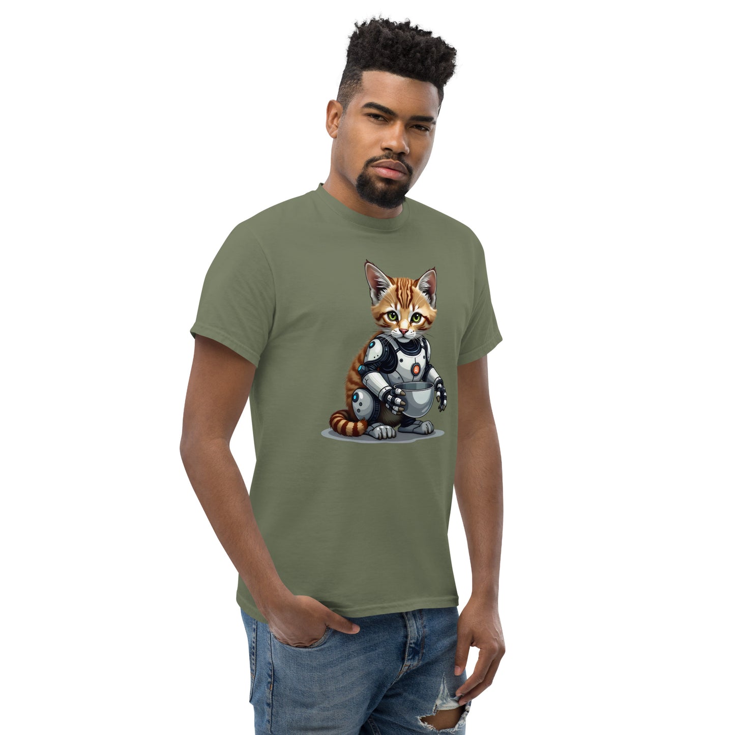 Unisex Popping AI cat classic tee