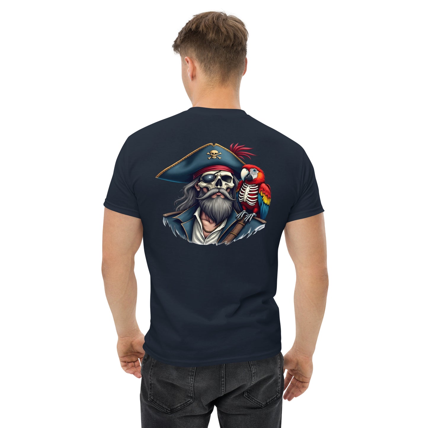 Unisex Skeleton pirate & release the Kraken Twin print classic tee