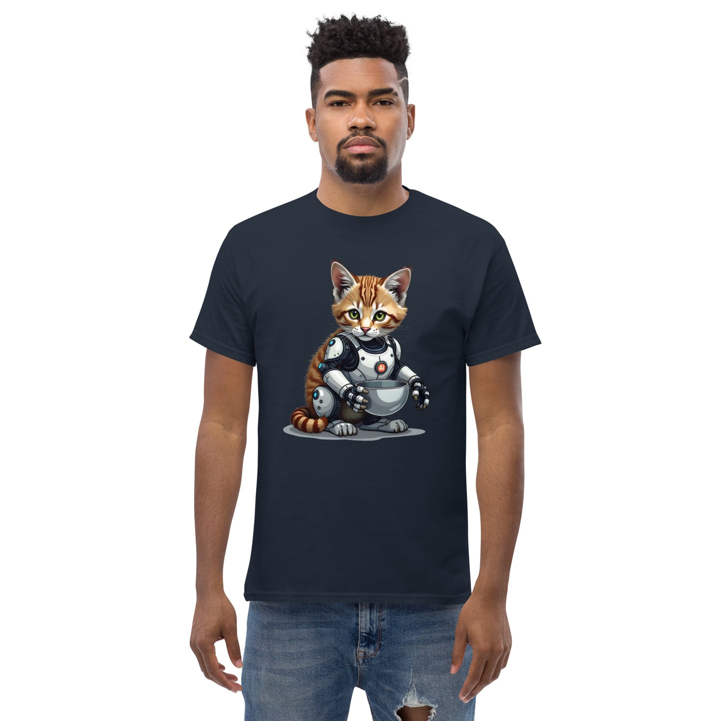 Unisex Popping AI cat classic tee