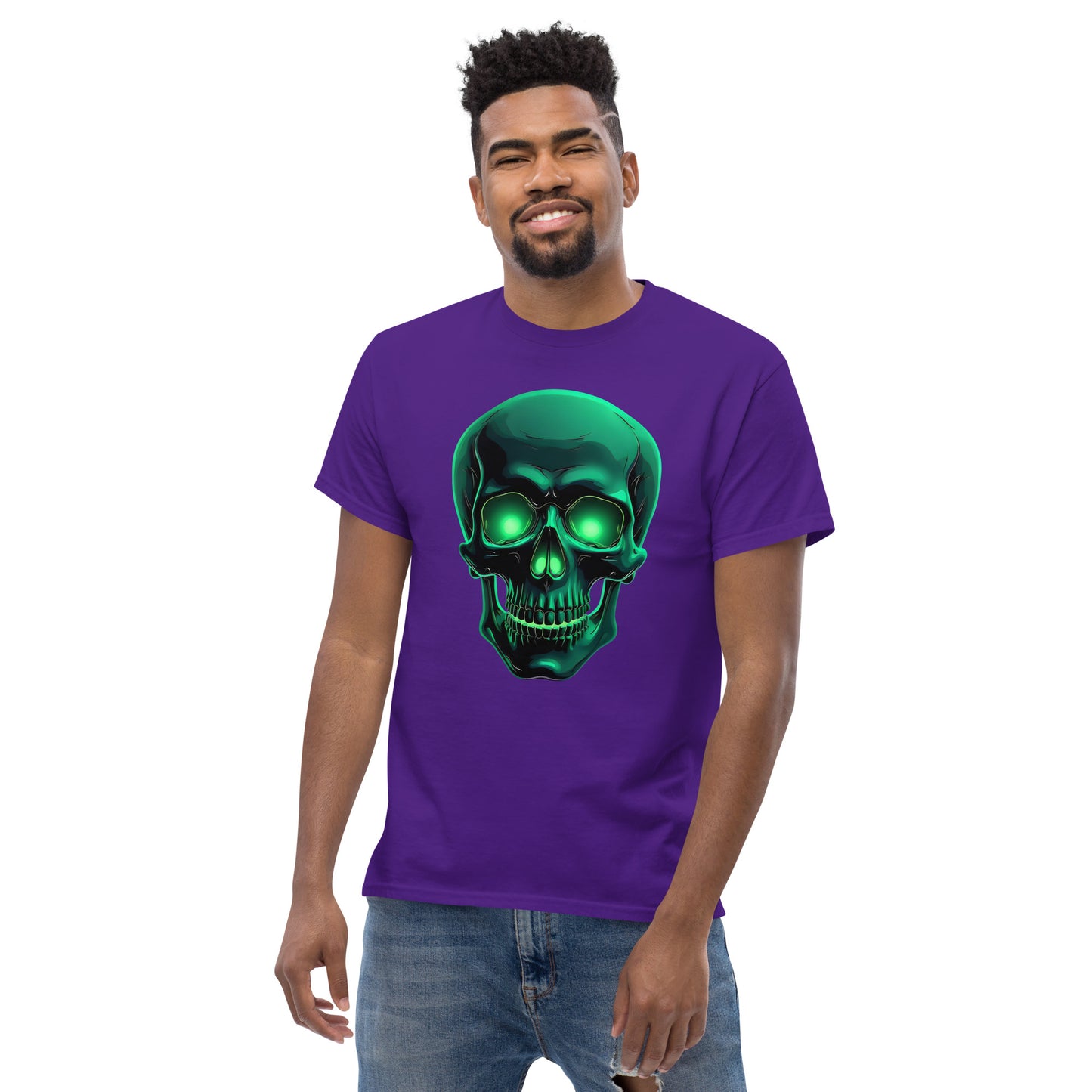 Unisex classic tee green aluminous crystal skull