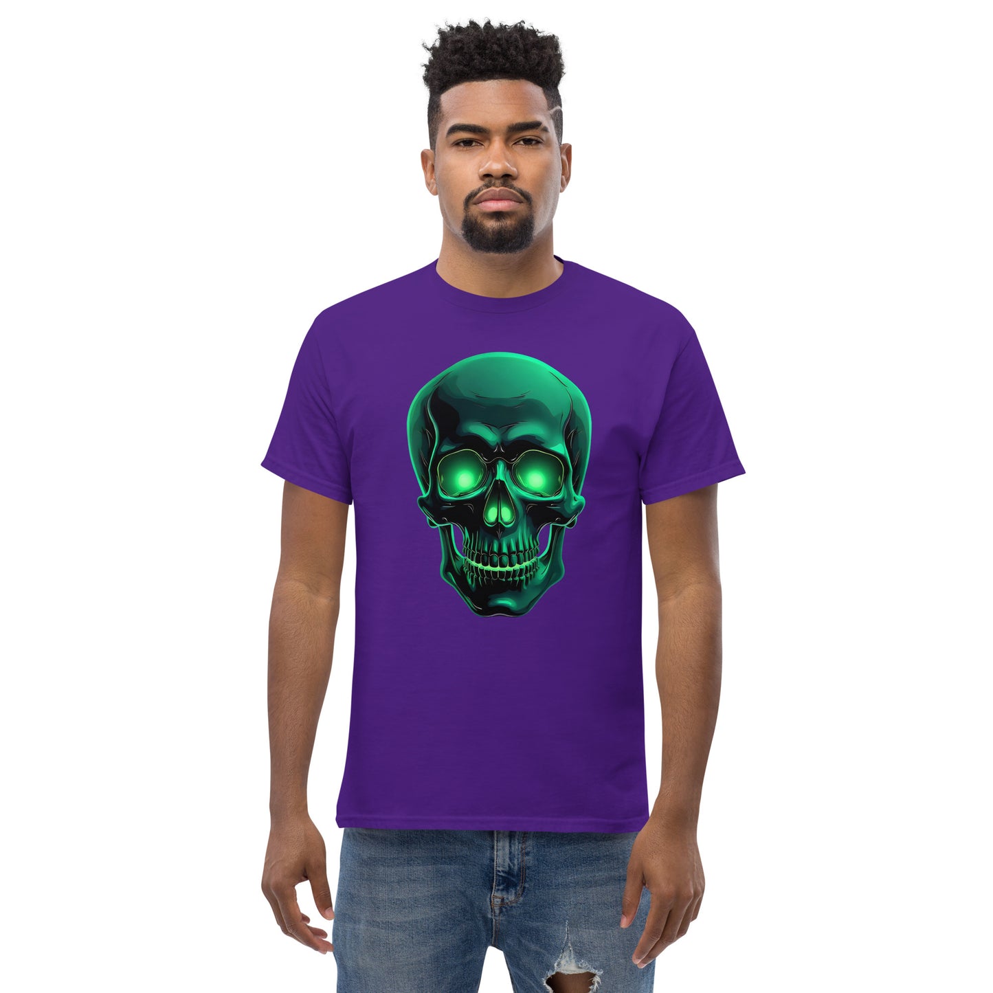Unisex classic tee green aluminous crystal skull