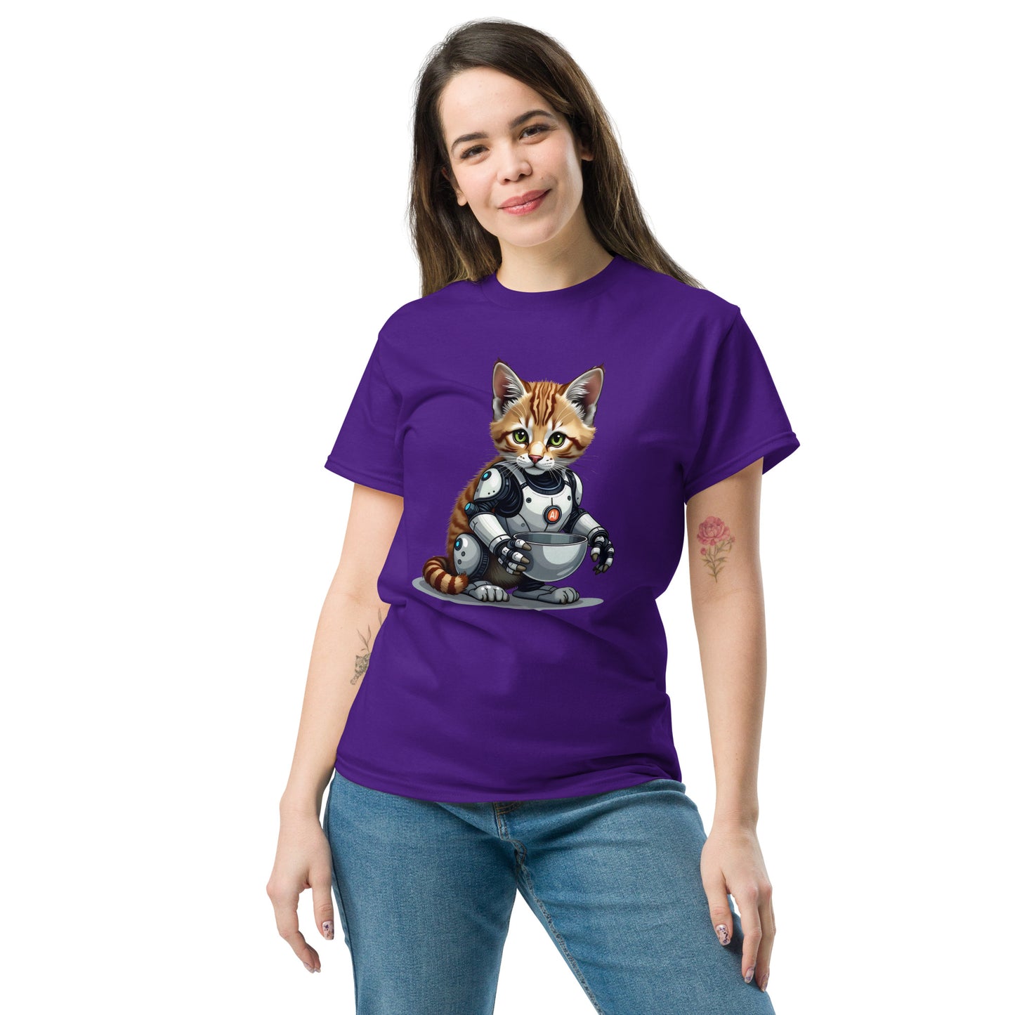 Unisex Hybrid aI cat with bowls classic tee