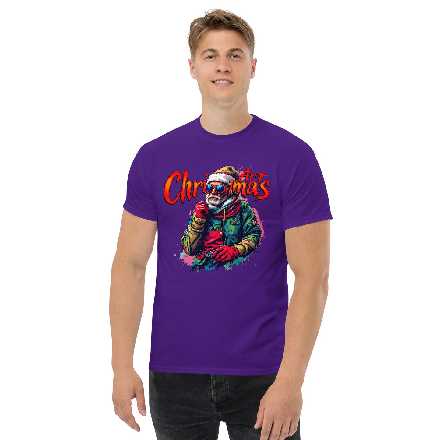 Unisex Christmas art cool looking street artist classic tee