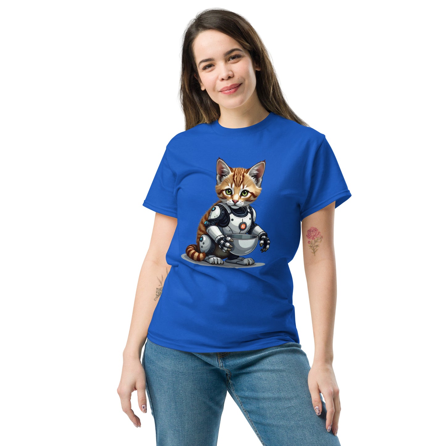 Unisex Hybrid aI cat with bowls classic tee