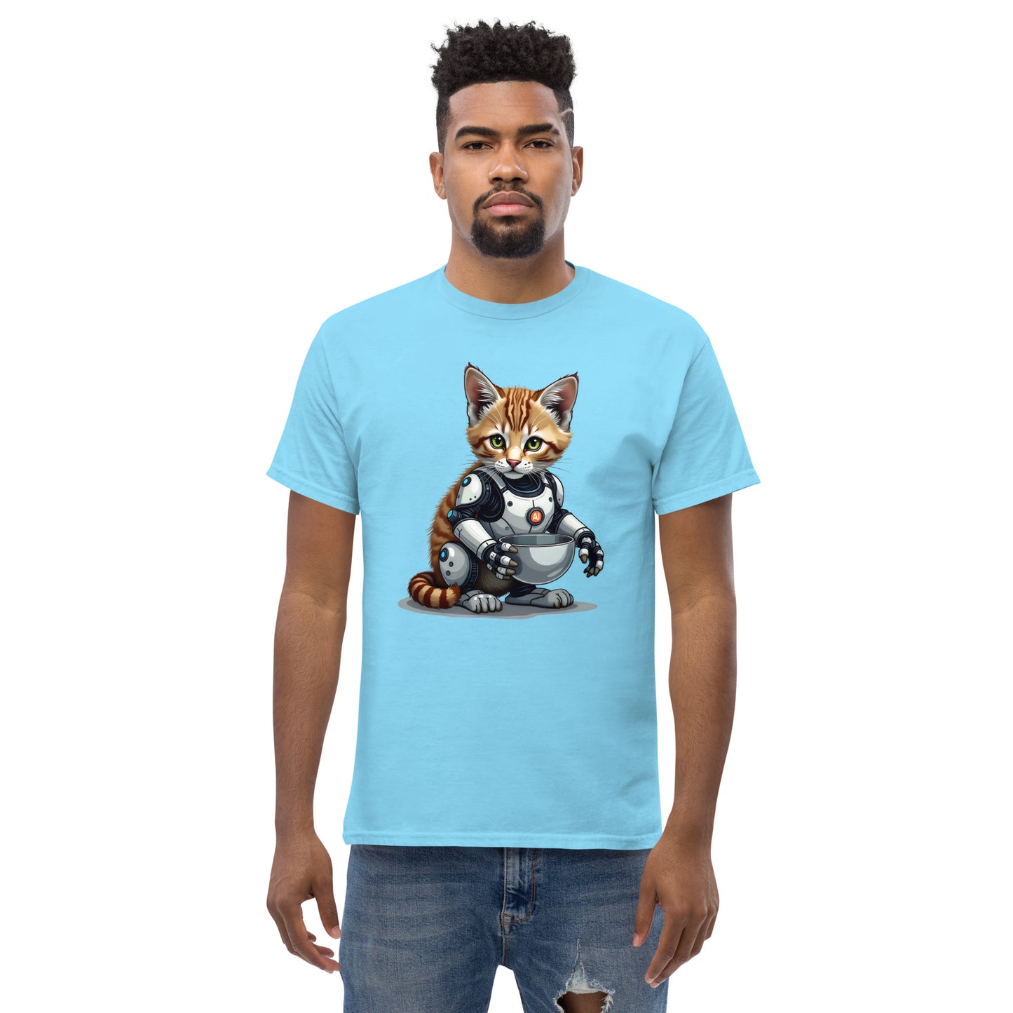 Unisex Popping AI cat classic tee