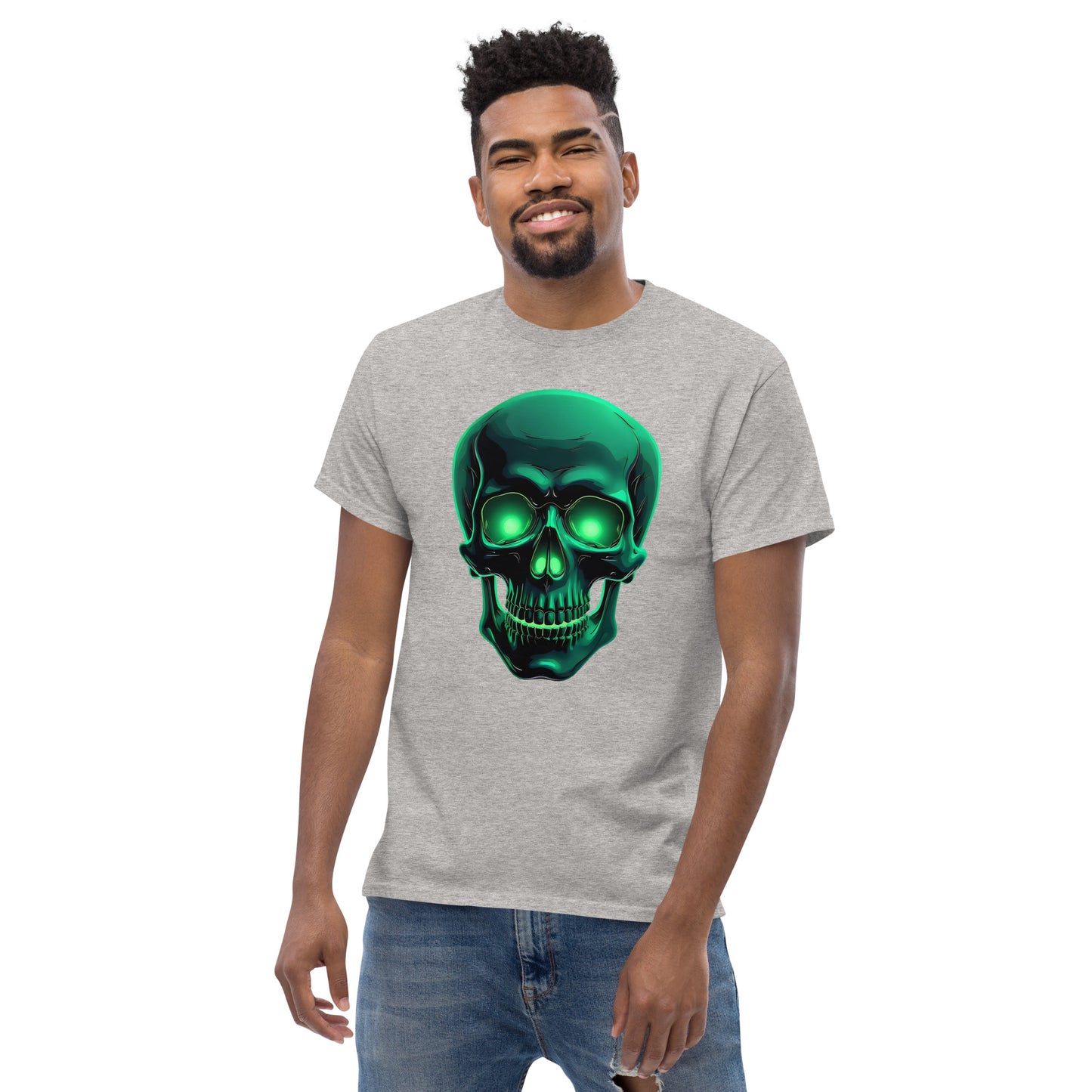 Unisex classic tee green aluminous crystal skull