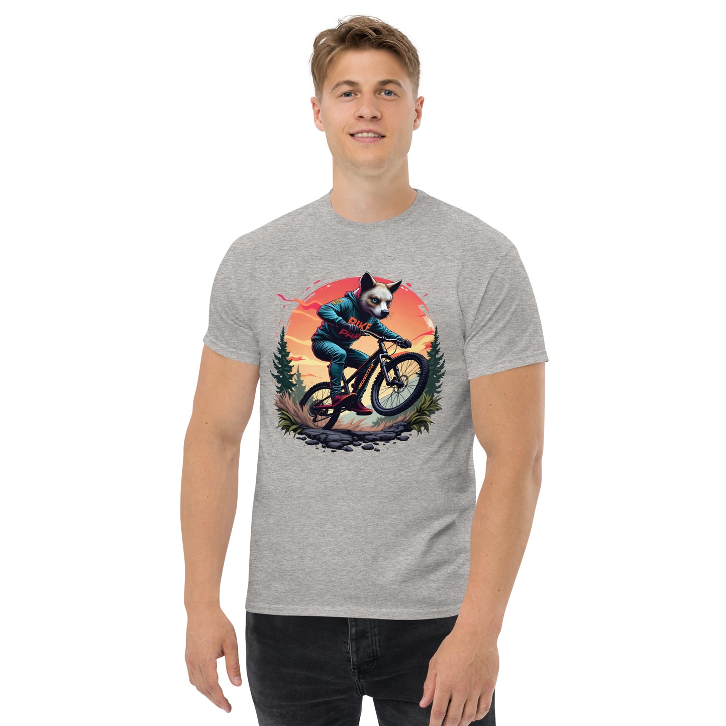 Unisex Print Wolf Rider Rear print text classic tee