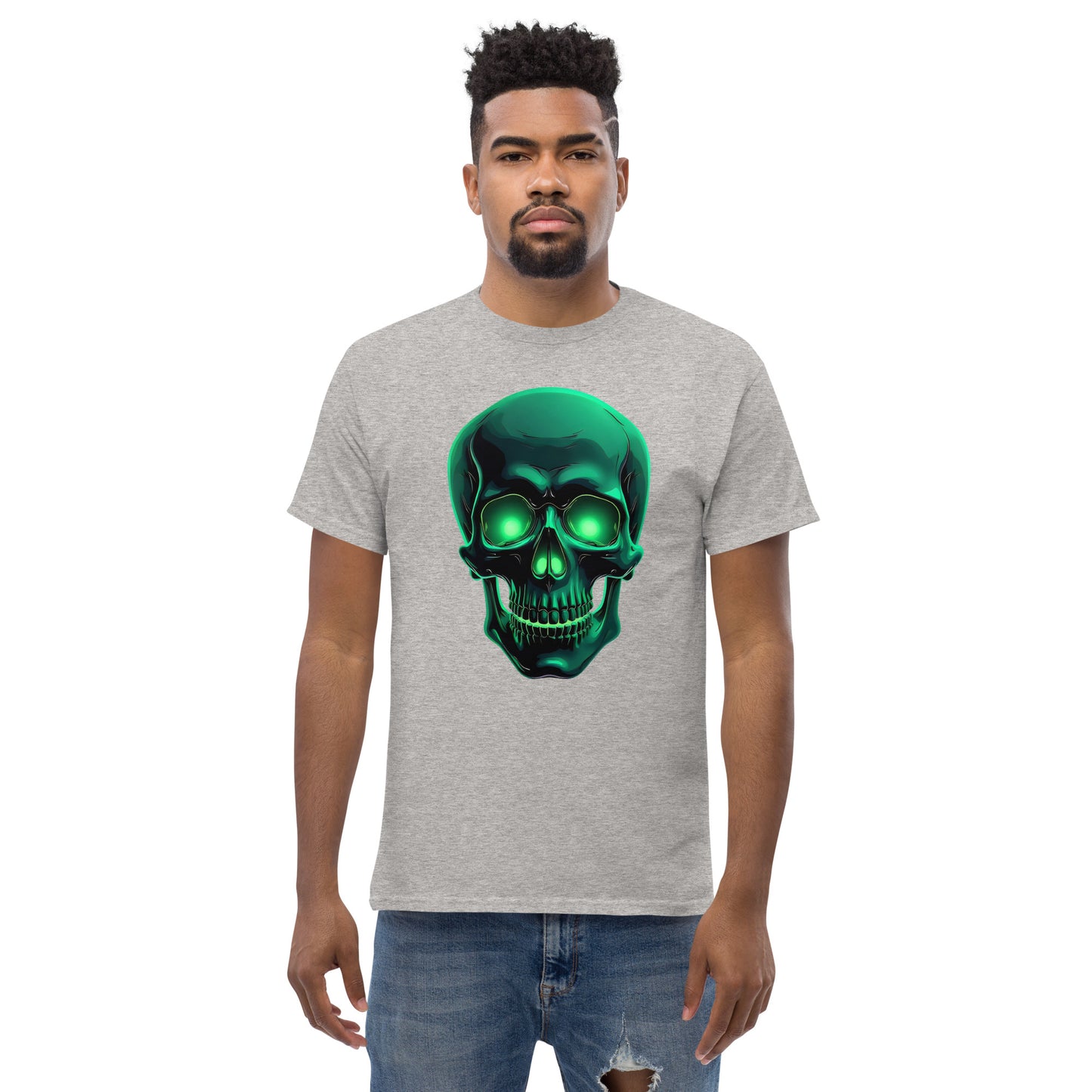 Unisex classic tee green aluminous crystal skull