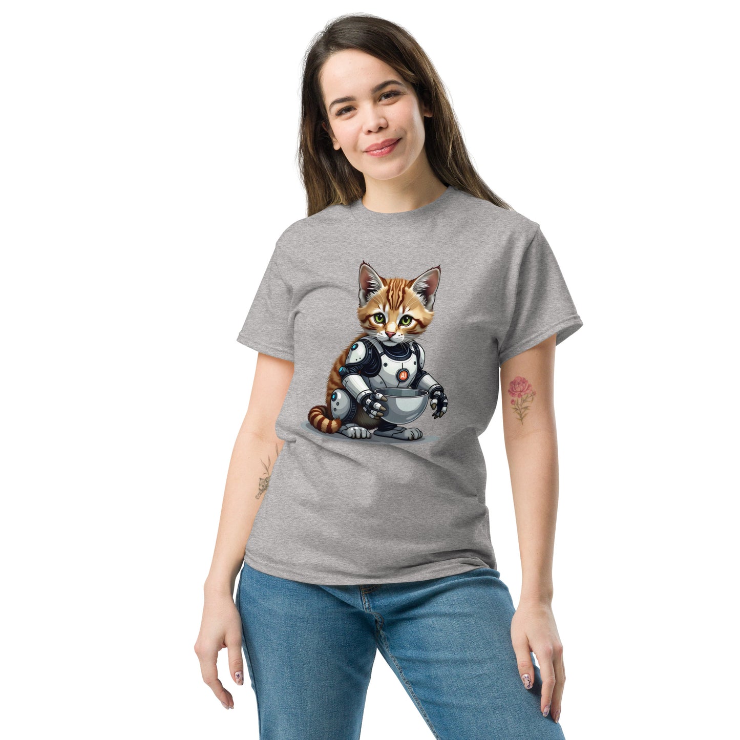 Unisex Hybrid aI cat with bowls classic tee