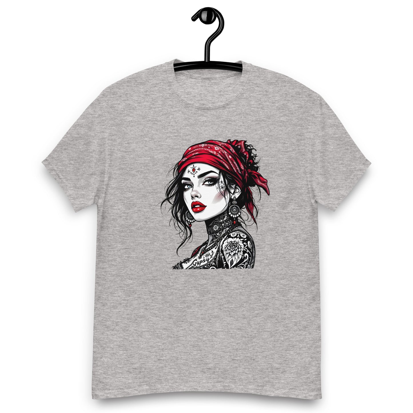 Unisex Red scarf tattoo gypsy girl classic tee