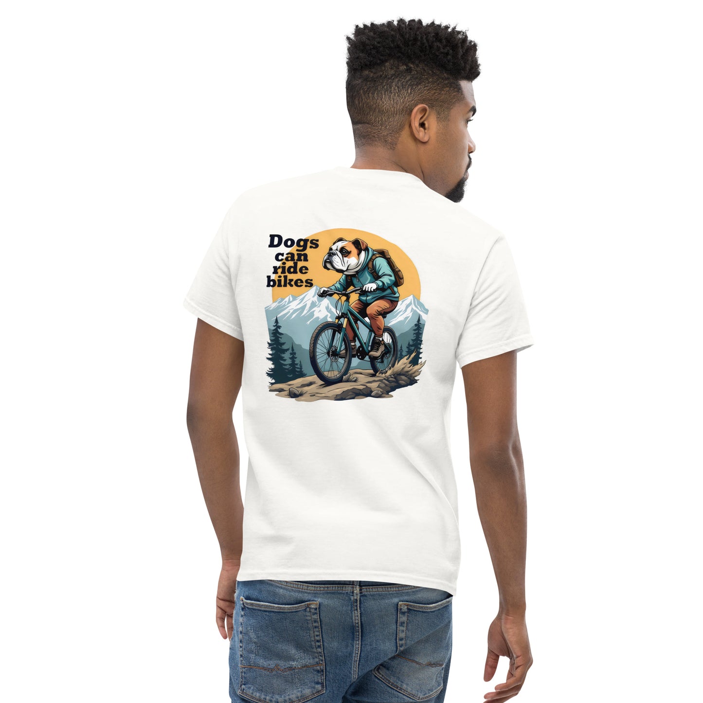 Unisex Dogs can ride bikes classic tee