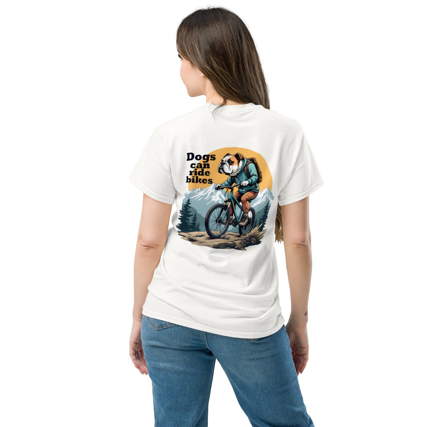 Unisex Dogs can ride bikes classic tee
