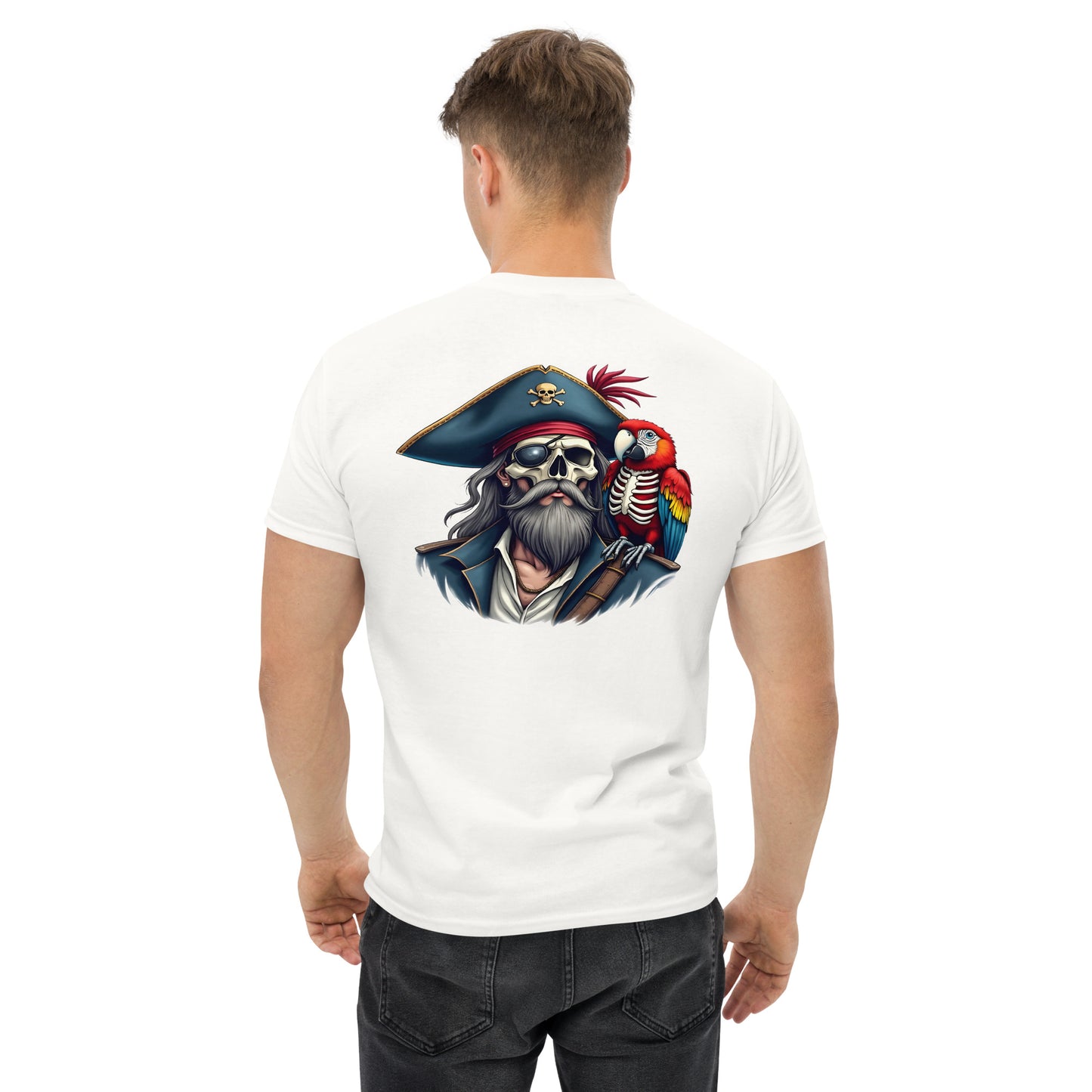 Unisex Skeleton pirate & release the Kraken Twin print classic tee