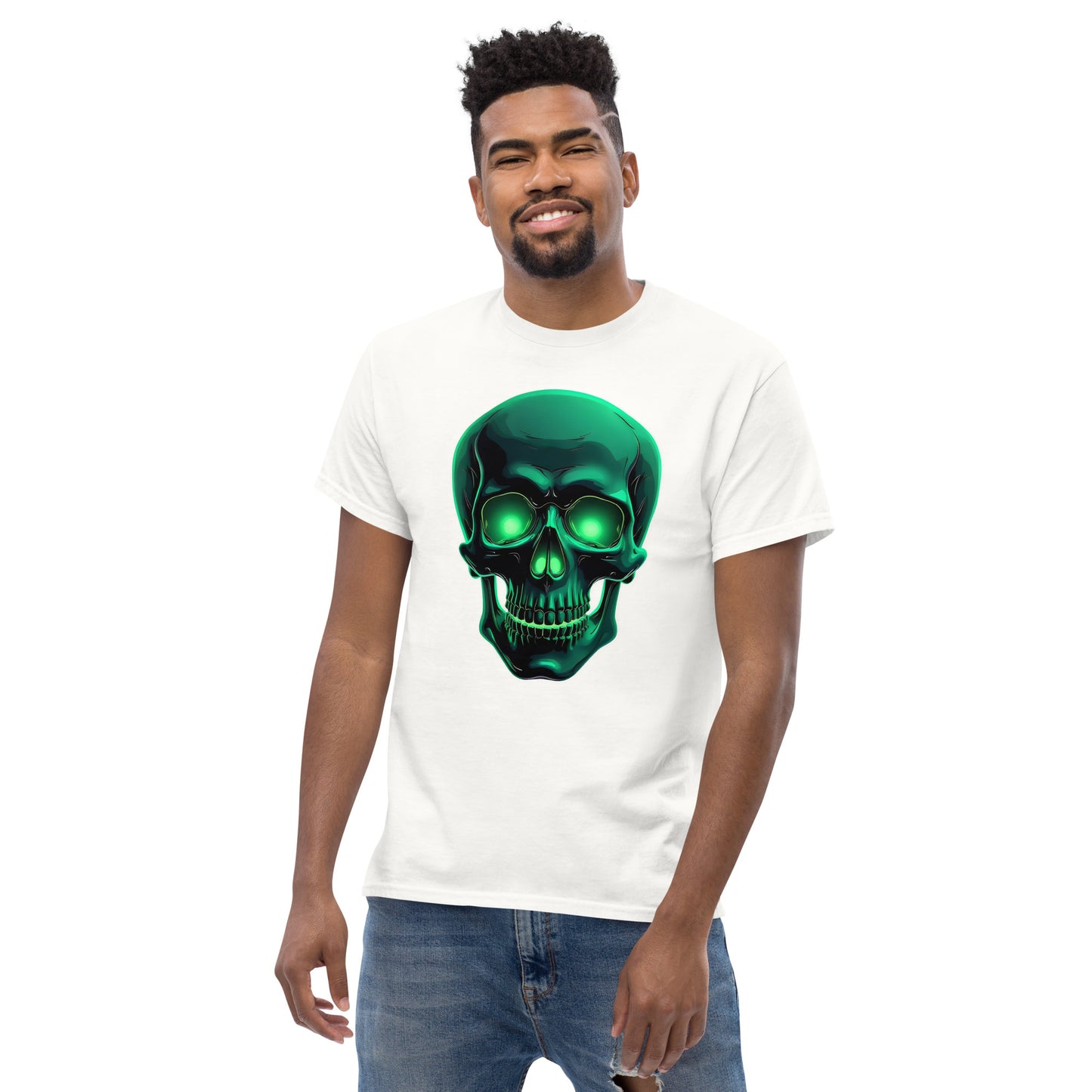 Unisex classic tee green aluminous crystal skull