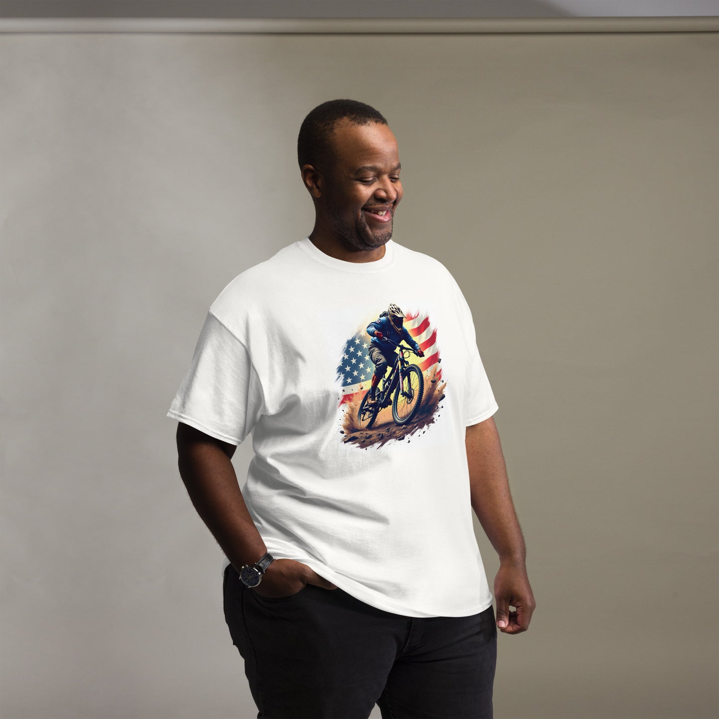 Unisex US Flag MTB rider classic tee