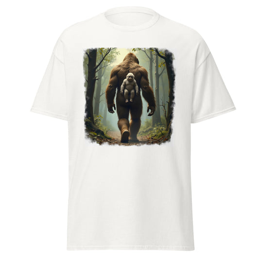 Men's & women's Baby Bigfoot backpack Wooded foreground Classic tee