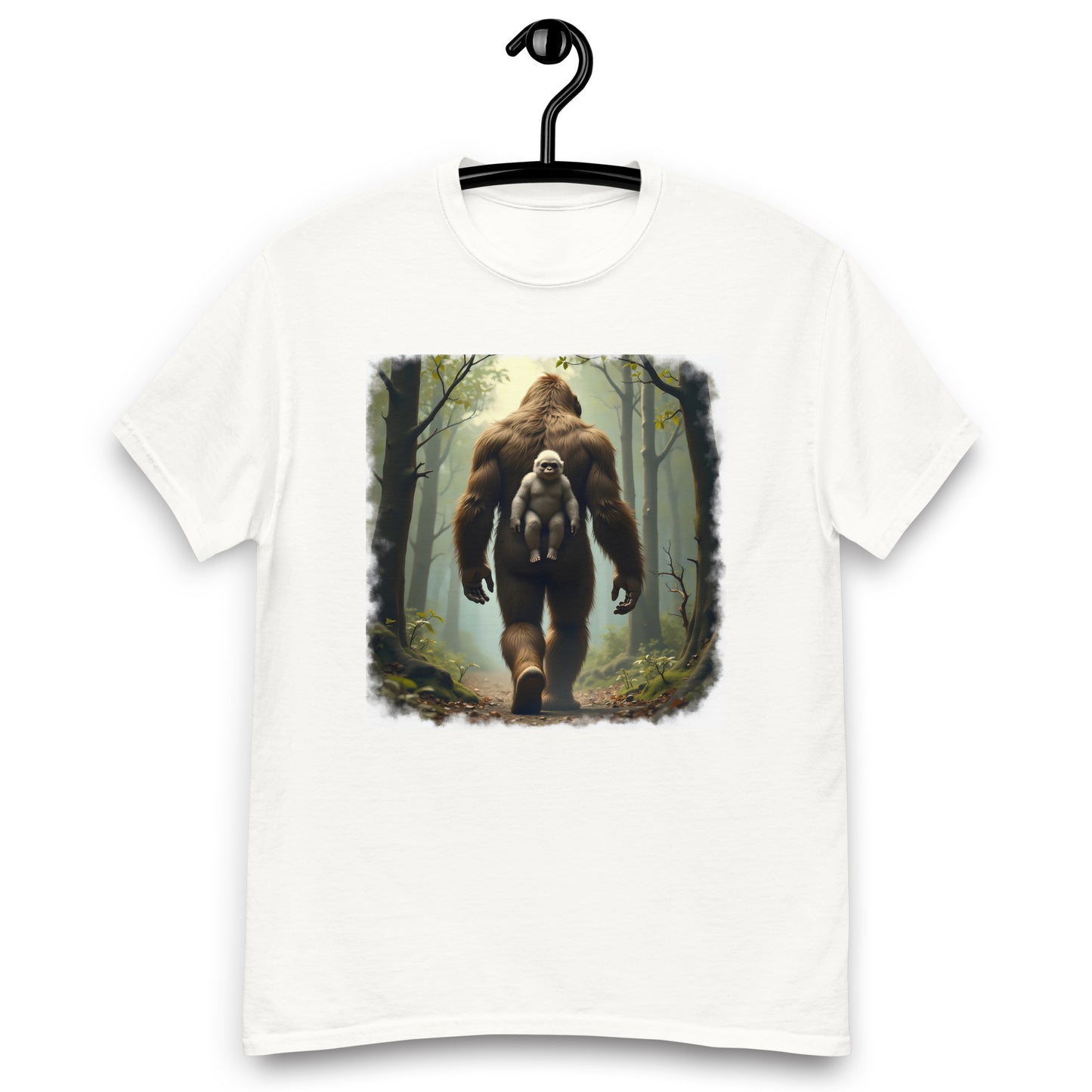 Men's & women's Baby Bigfoot backpack Wooded foreground Classic tee