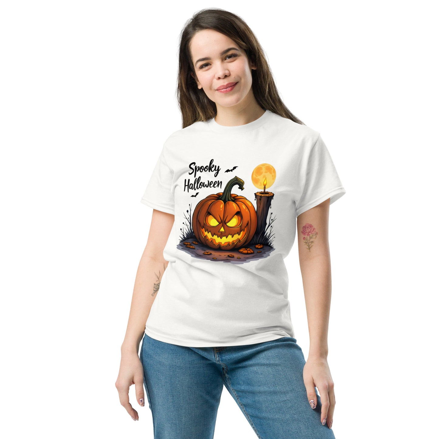 Unisex Halloween candle Lit pumpkin classic tee