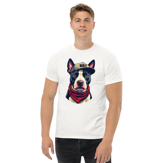 Unisex Black English bull terrier wearing scarf classic tee