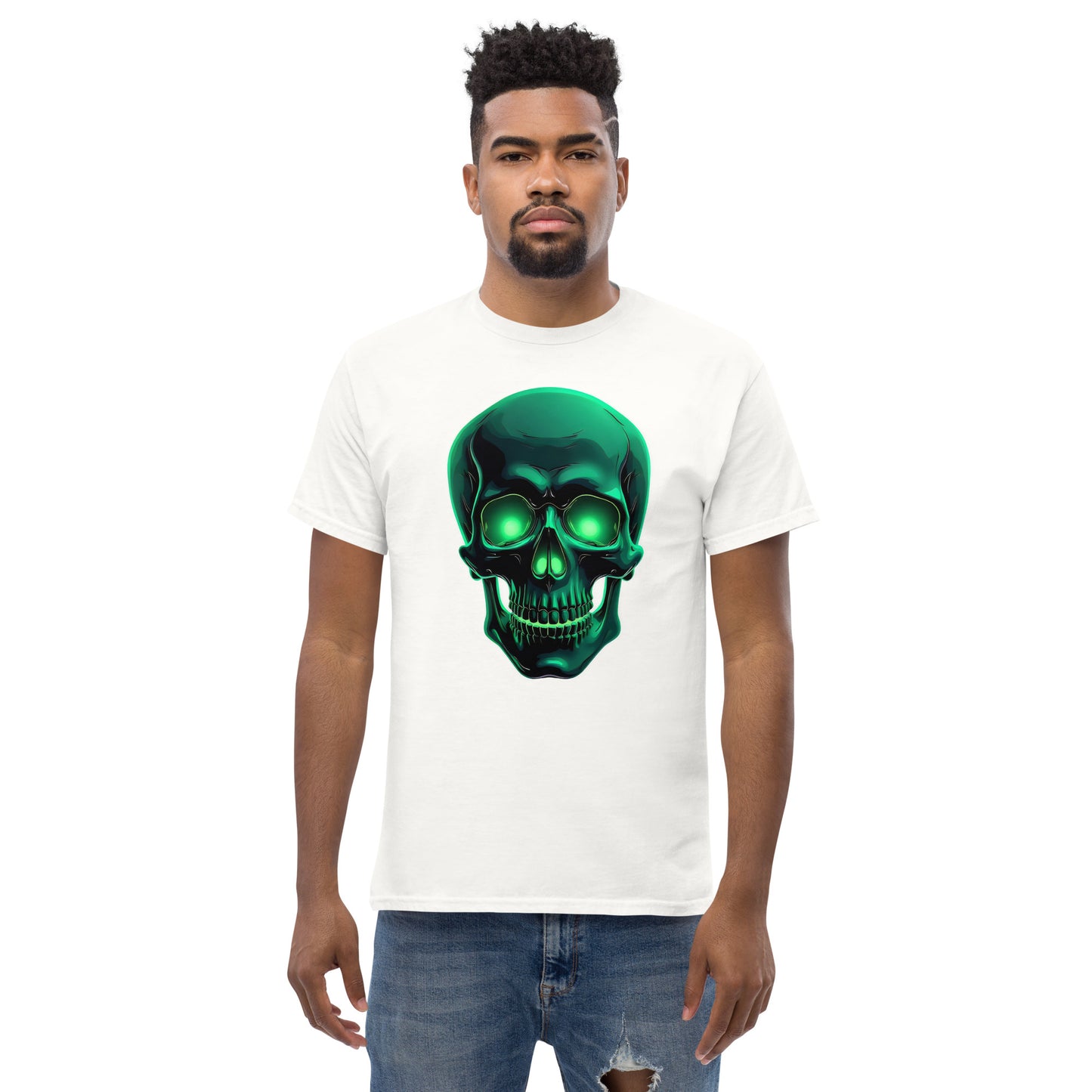 Unisex classic tee green aluminous crystal skull