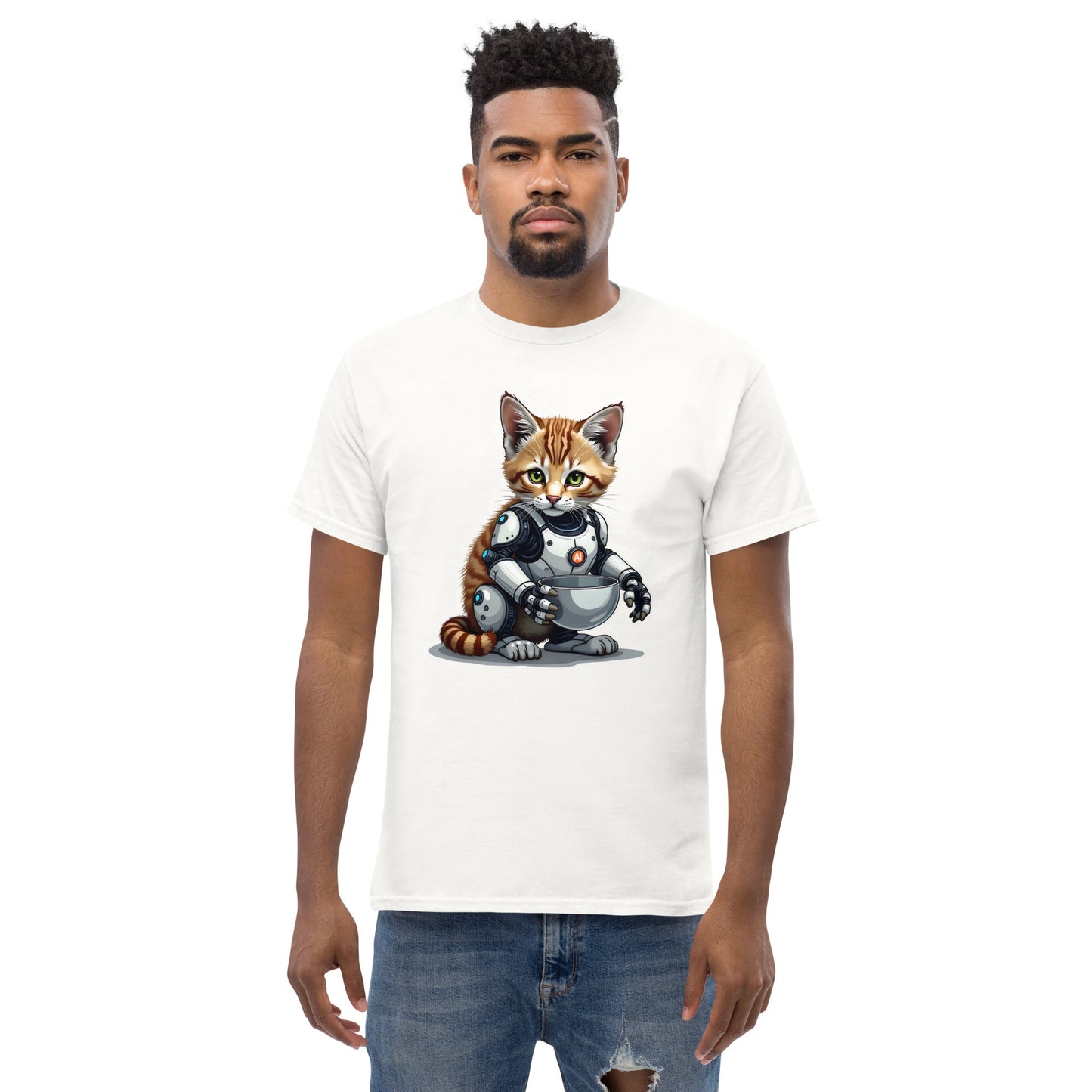 Unisex Popping AI cat classic tee