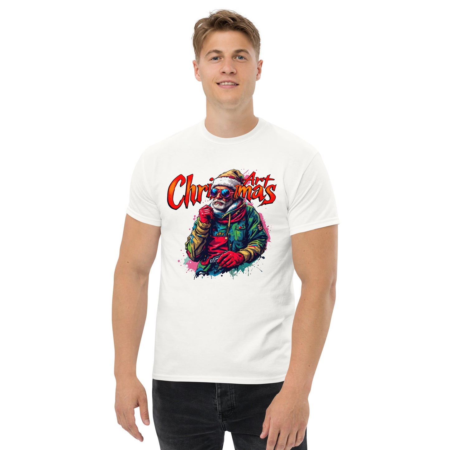 Unisex Christmas art cool looking street artist classic tee