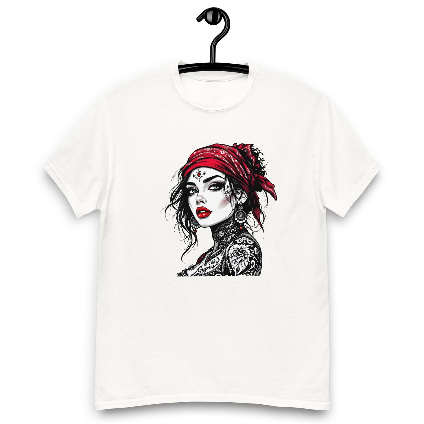 Unisex Red scarf tattoo gypsy girl classic tee